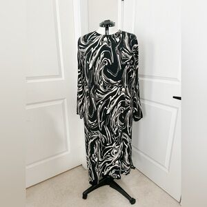Elegant Black and White Swirl Dress